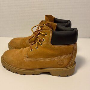 Timberland 6” Premium Waterproof Boots Youth US 1 Wheat Nubuck Lace-Up